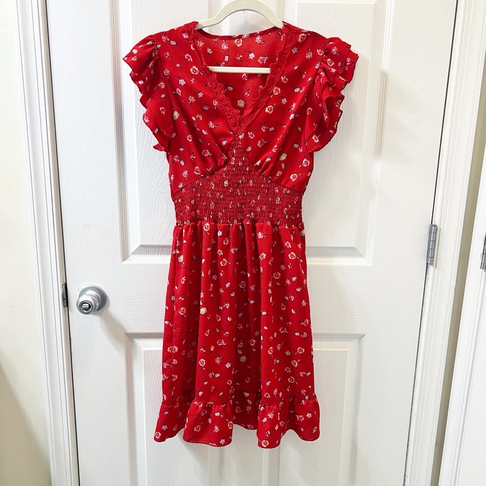 NWOT Red Ruffled Mini Sundress